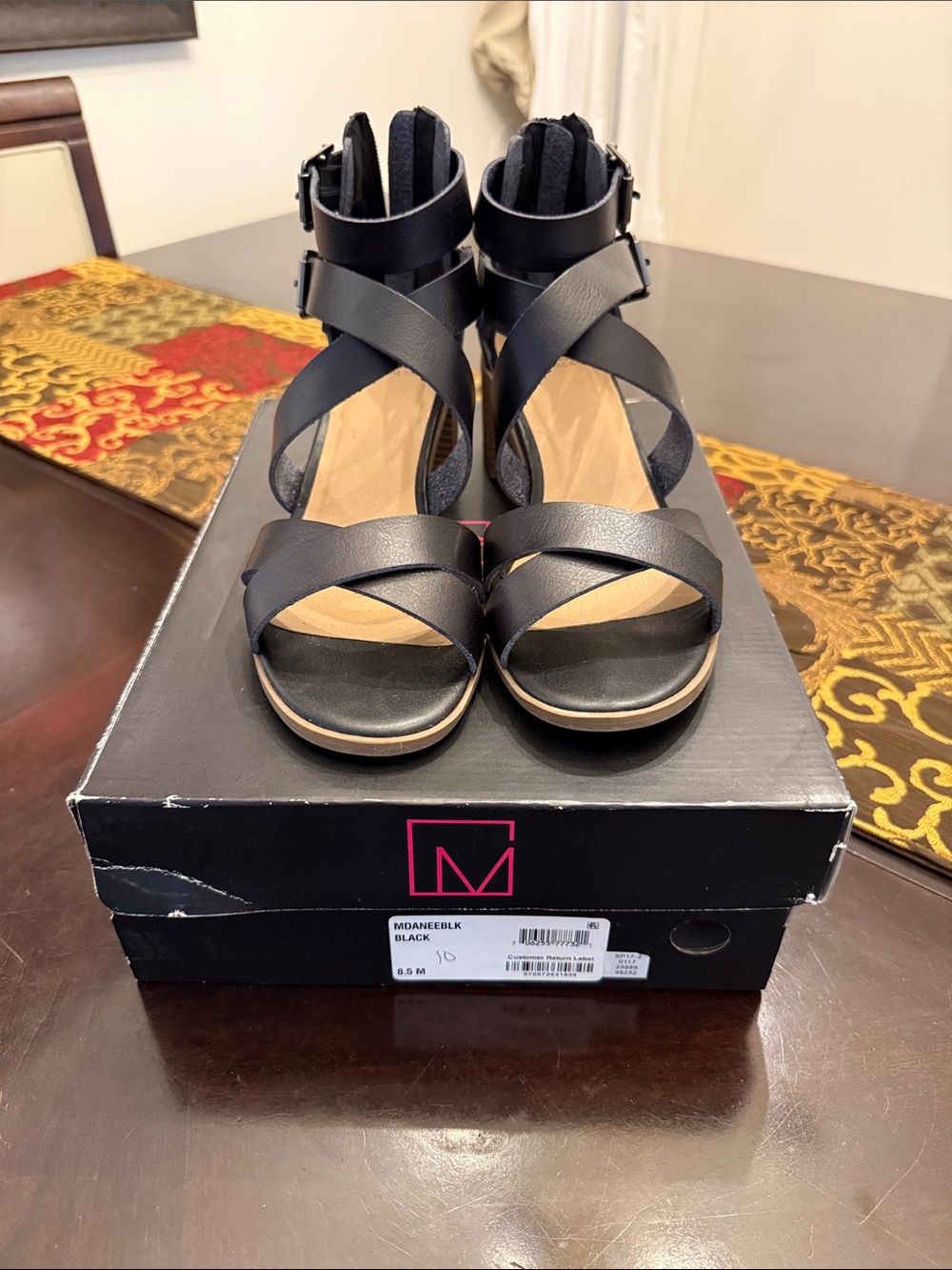 Madden Girl Black Crisscross Ankle Strap Sandals